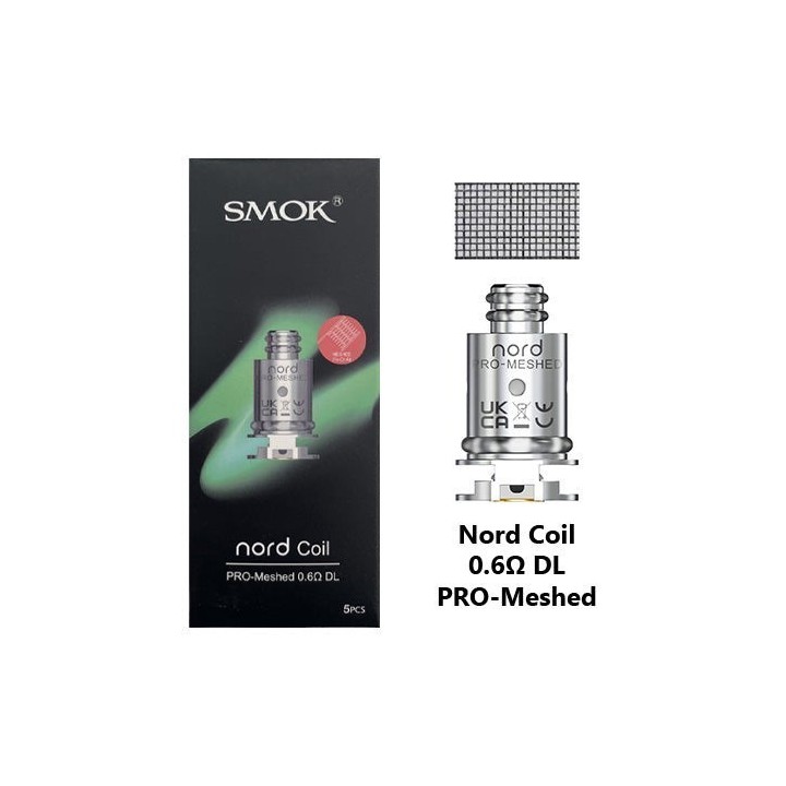 Smok Nord Coil 0.6Ω DL PRO-Meshed yedek kartuş kutusu ve bobin gösterimi