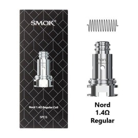 Smok Nord 1.4Ω Regular Coil yedek parça, kutu ve metal coil gösterimi.