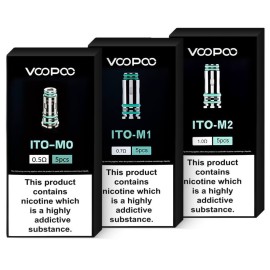 Voopoo ITO Coil çeşitleri (M0, M1, M2) 5'li paket, siyah kutu.