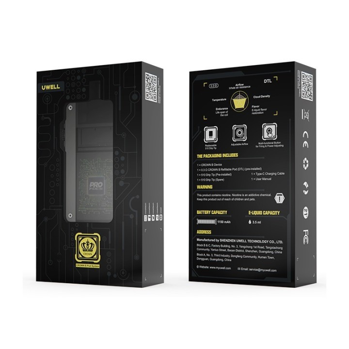 Uwell Crown B Pod Mod | Uwell Uwell Pil Kapasitesi: 1150 mah;