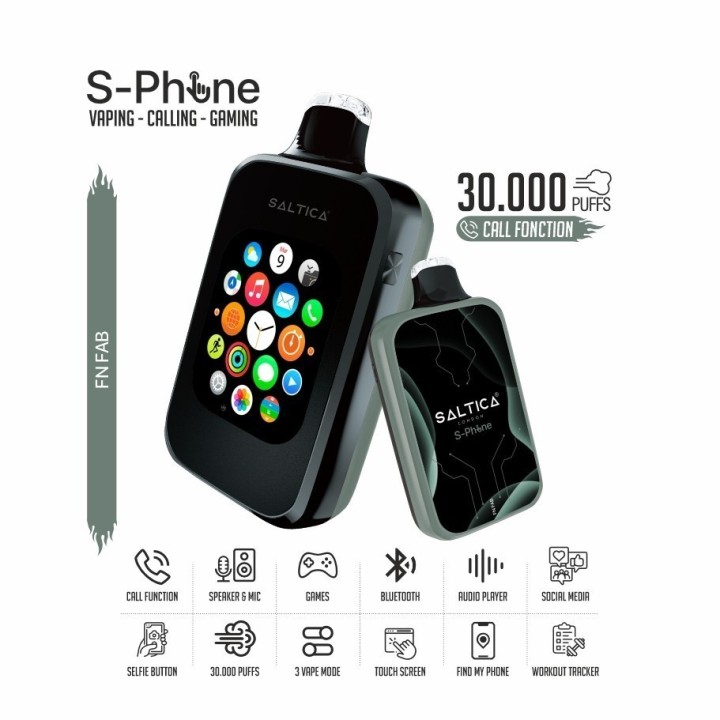 Saltica SPhone 30000 Puffs Kullan At Vape Siyah Akıllı Saat Tasarımı