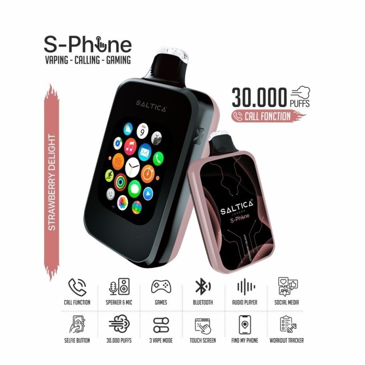 Saltica SPhone 30000 Kullan At, Siyah/Rose Gold, Çilek Aromalı