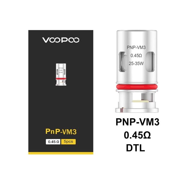 Voopoo PnP-VM3 0.45Ω Coil 5'li Paket DTL Yedek Kartuş
