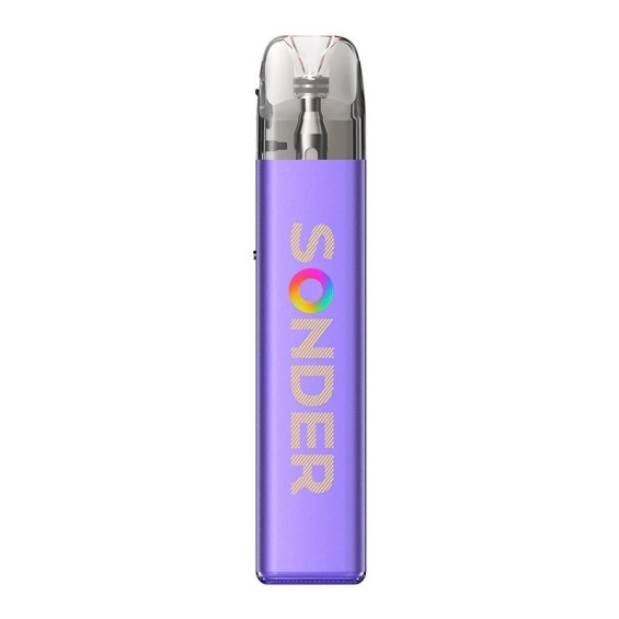GeekVape Sonder Q2 Pod Mod Mor, gökkuşağı yazılı, kompakt elektronik sigara.