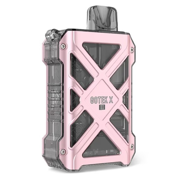 Aspire Gotek X II Pod Mod pembe, şeffaf gövdeli kompakt elektronik sigara.