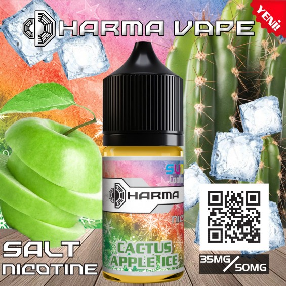 Dharma Cactus Apple Ice Salt Likit, Yeşil Elma ve Buz Efektli.