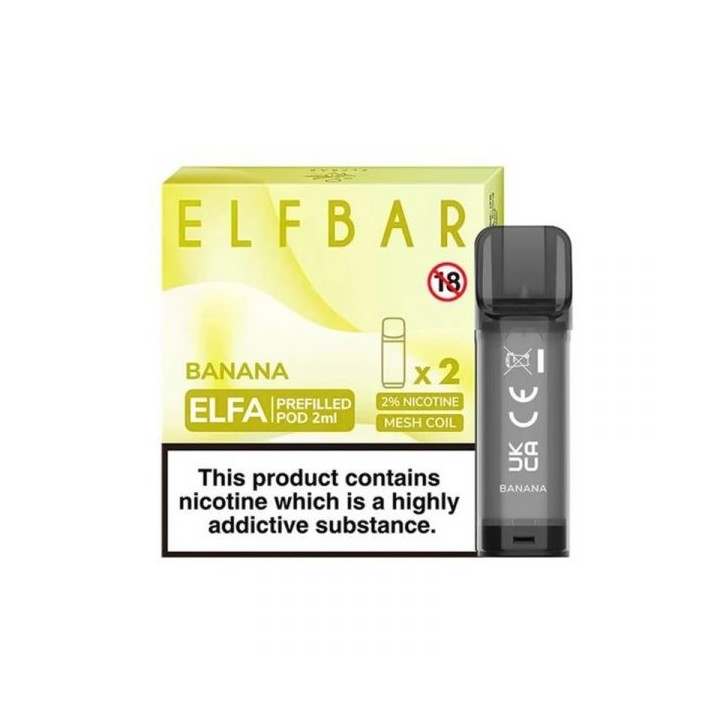 Elf Bar Elfa Banana Kartuş 2'li Paket, 2ml Önceden Doldurulmuş Pod