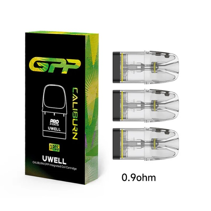 Uwell Caliburn GPP Kartuş 0.9ohm, 3'lü paket, şeffaf yedek coilli