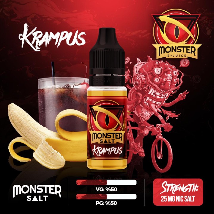 Monster Salt Krampus E-Likit 25mg Nikotin, Muzlu İçecek Aromalı Salt Likit.